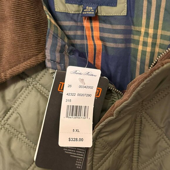 Brooks Brothers Big Tall Paddock Diamond Quilted Coat Green - Picture 5 of 6